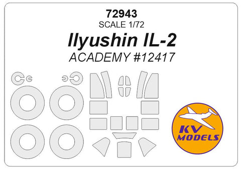 KVモデル 72943 1/72 IL-2 (アカデミー) + ホイール キャノピーマスキングシート