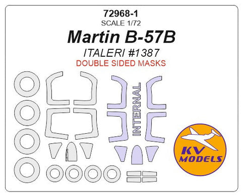KVモデル 72968-1 1/72 マーチン B-57B / B-57G キャンベラ ナイトホーク (イタレリ) - (内外両面) + ホイール キャノピーマスキングシート