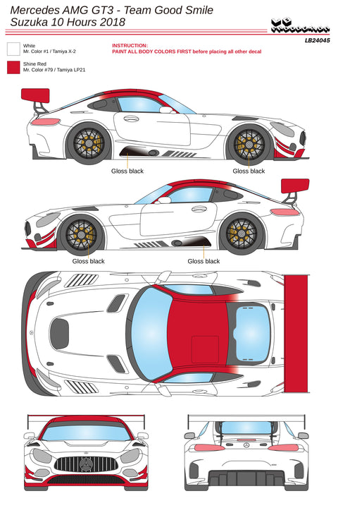 LBプロダクション 24045 1/24 メルセデスAMG GT3 - 2018 鈴鹿10時間 #00