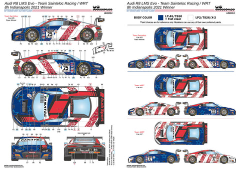 LBプロダクション 24064 1/24 アウディ R8 LMS Evo チームサンテロック・レーシング/WRT – 8時間インディアナポリス 2021 優勝