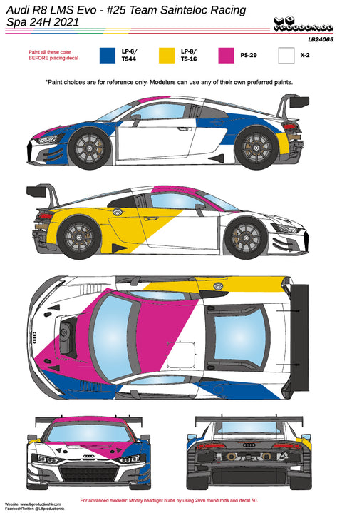 LBプロダクション 24065 1/24 アウディ R8 LMS Evo #25 チームサンテロック・レーシング- スパ24時間 2021