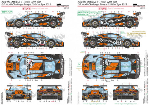 LBプロダクション 24066 1/24 アウディ R8 LMS Evo II - チームWRT #30 - GTワールドチャレンジ ヨーロッパ/スパ24時間 2022