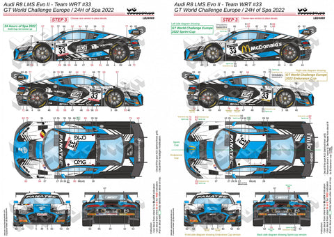 LBプロダクション 24069 1/24 アウディ R8 LMS Evo II - チームWRT #33 - GTワールドチャレンジ ヨーロッパ/スパ24時間 2022