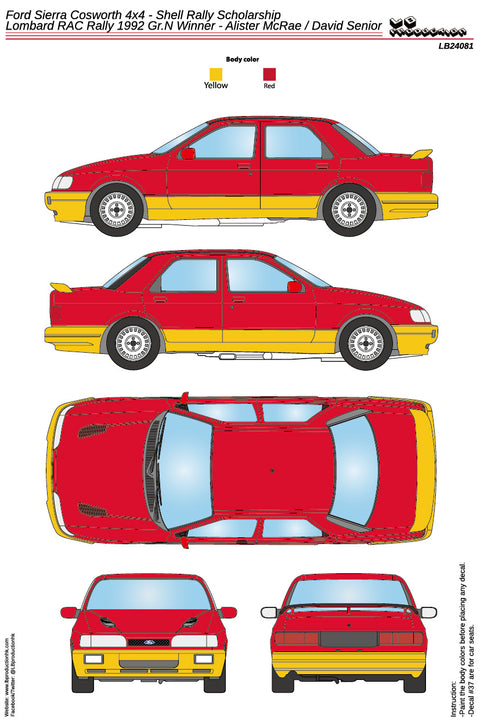 LBプロダクション 24081 1/24 フォード シエラ コスワース 4x4 - シェル・ラリー・スカラシップ - Lombard RAC Rally 1992 Gr.N Winner - Alister McRae / David Senior