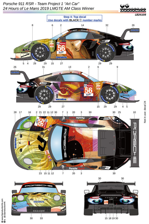 LBプロダクション 24108 1/24 ポルシェ 911 RSR - チームプロジェクト1 "アートカー" - ル・マン24時間 2019 LMGTE AMクラス 優勝