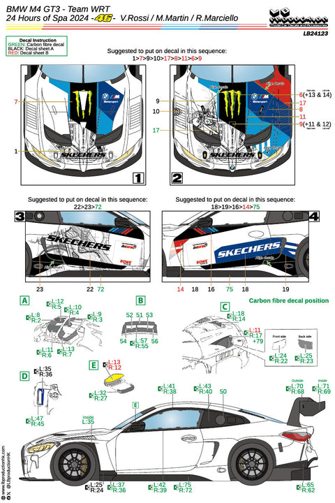 LBプロダクション 24123 1/24 BMW M4 GT3 - チームWRT スパ24時間 2024 #46 - V.Rossi / M.Martin / R.Marciello
