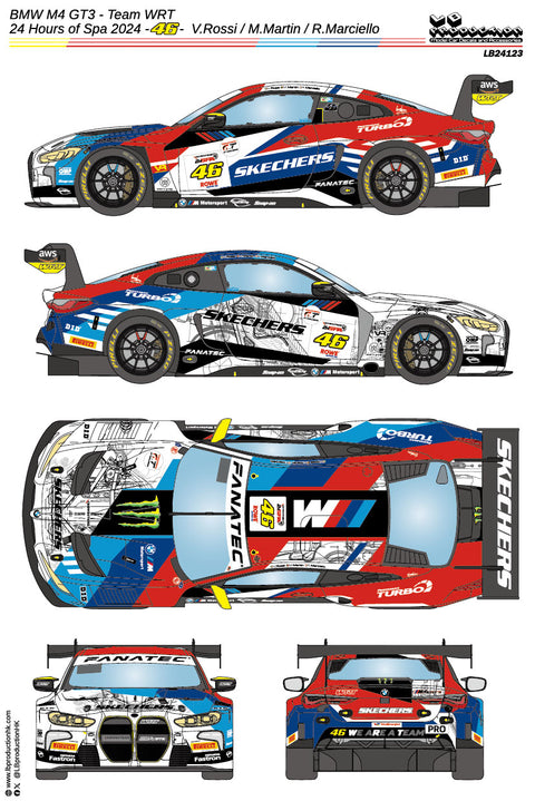 LBプロダクション 24123 1/24 BMW M4 GT3 - チームWRT スパ24時間 2024 #46 - V.Rossi / M.Martin / R.Marciello