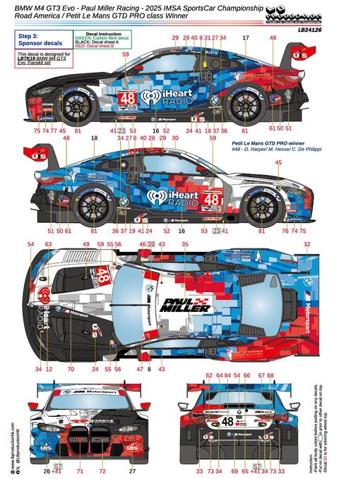 LBプロダクション 24126 1/24 BMW M4 GT3 Evo - ポールミラーレーシング 2025 IMSAスポーツカー選手権 ロードアメリカ / プチ・ル・マン GTD PROクラス 優勝