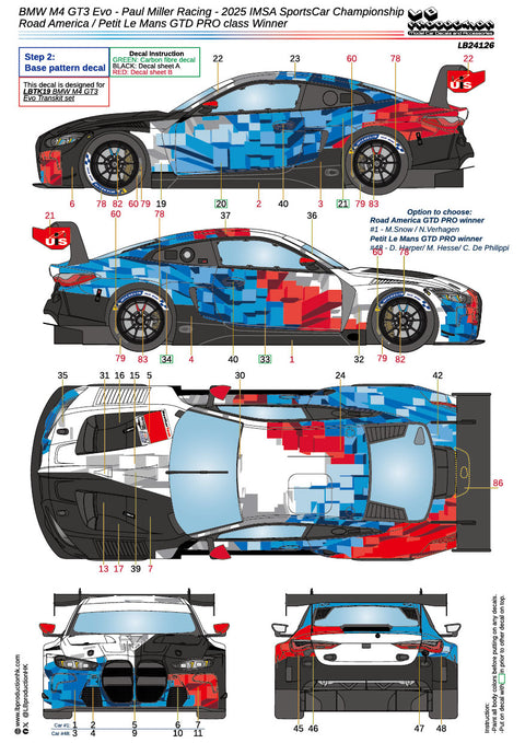 LBプロダクション 24126 1/24 BMW M4 GT3 Evo - ポールミラーレーシング 2025 IMSAスポーツカー選手権 ロードアメリカ / プチ・ル・マン GTD PROクラス 優勝
