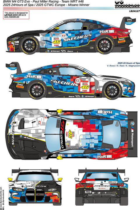 LBプロダクション 24127 1/24 BMW M4 GT3 Evo - チームWRT #46 2025 スパ24時間 / 2025 GTWC ヨーロッパ - ミサノ 優勝