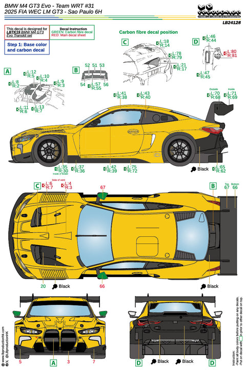 LBプロダクション 24128 1/24 BMW M4 GT3 Evo - チームWRT #31 - 2025 FIA WEC - サンパウロ6時間 - LMGT3