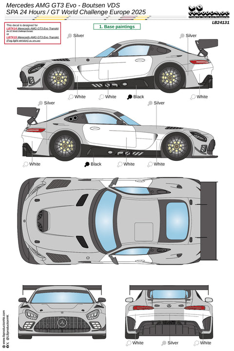 LBプロダクション 24131 1/24 メルセデスAMG GT3 Evo - ブーツェンVDS スパ24時間 / GTワールドチャレンジ ヨーロッパ 2025