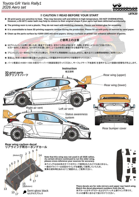 LBプロダクション LBTK20 1/24 トヨタ GRヤリス ラリー1 2026 エアロセット