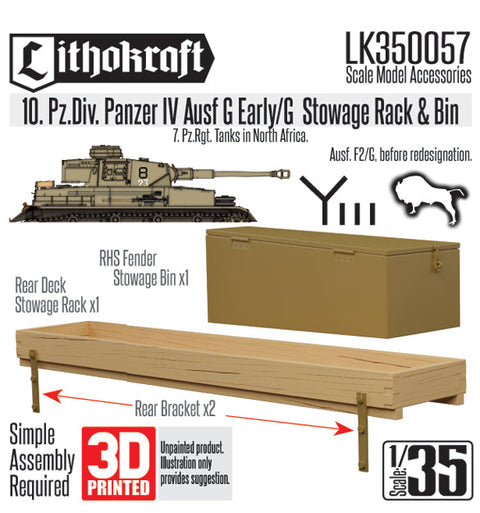 リソクラフト LK350057 1/35 WWII ドイツ IV号戦車F2型/G型用 荷物ラック/雑具箱 第10装甲師団バージョン