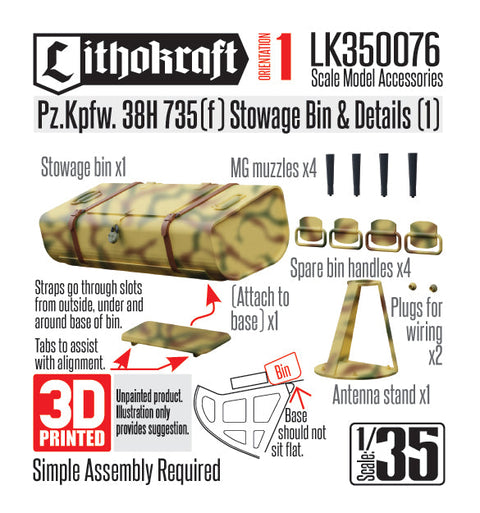リソクラフト LK350076 1/35 WWII ドイツ Pz.Kpfw.38H 735(f)(オチキスH35)用雑具箱&ディテールセット(1)