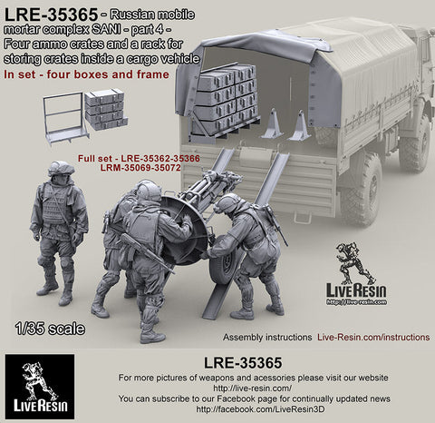 ライブレジン 1/35 LRE35365 ロシア 2B11 120mm迫撃砲 サニ - part 4 - 弾薬箱×4 輸送車両用 積載木製ラック