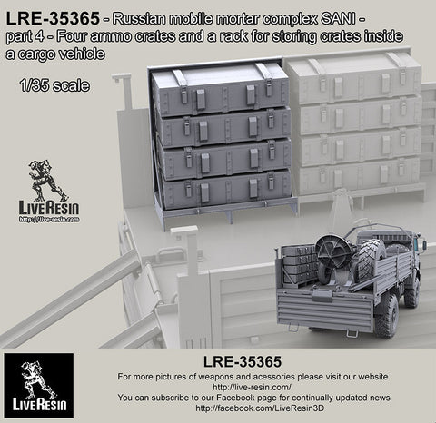 ライブレジン 1/35 LRE35365 ロシア 2B11 120mm迫撃砲 サニ - part 4 - 弾薬箱×4 輸送車両用 積載木製ラック