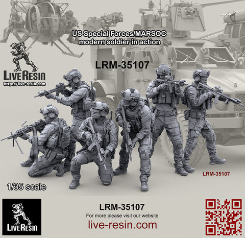 ライブレジン LRM35107 1/35 アメリカ海兵隊特殊作戦コマンド MARSOC インアクション 6（1体）