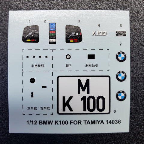 カレドモデル MS030 1/12 BMW K100 オートバイ模型デカール 14036  (タミヤ用)