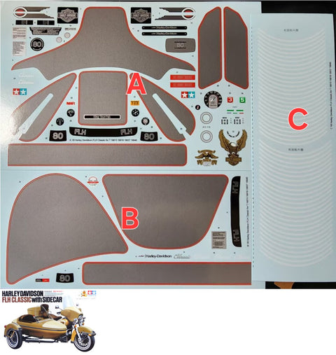 カレドモデル MS046-A 1/6 ハーレーダビッドソン FLH クラシック二輪滑空 ブラック オートバイデカール 16015 16037 16040 (タミヤ用)