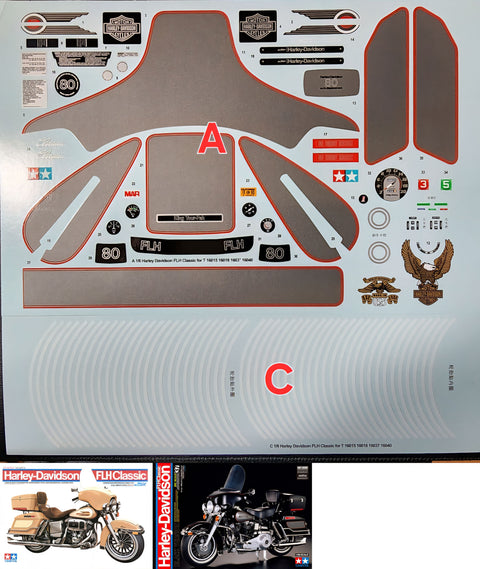 カレドモデル MS046-B 1/6 ハーレーダビッドソン FLH クラシックサイドホイール滑空 ブラック オートバイデカール 16018 (タミヤ用)