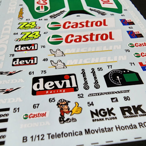 カレドモデル MS049 1/12 テレフォニカ・モビスター ホンダ RC211'03 オートバイ模型デカール 14094 (タミヤ用)