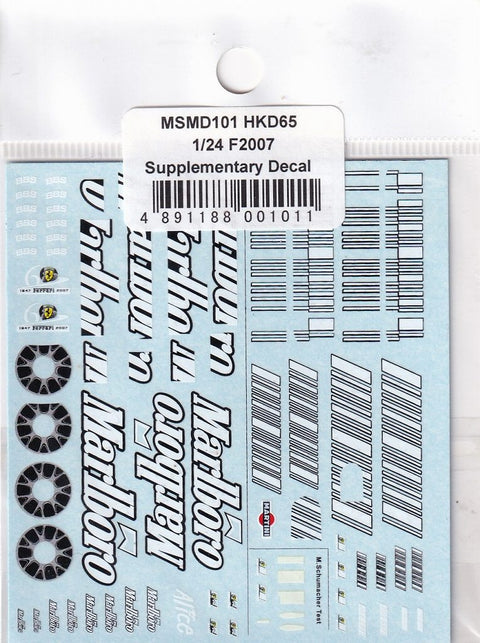 MSMクリエイション MSMD101 1/24 フェラーリ F2007 補完デカール(ライコネン・マッサ・シューマッハ)(レベル対応）