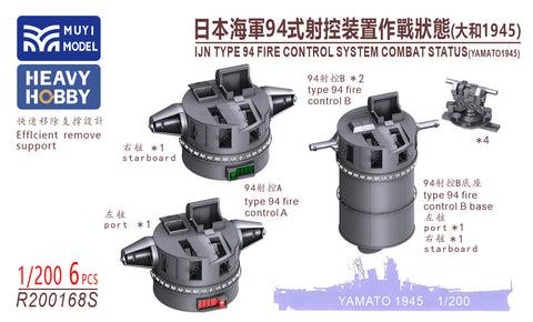 MUYIモデル R200168S 1/200 日本海軍 九四式射撃指揮装置（大和 1945年仕様）戦闘状態・モノクロ版 超精密3Dプリントキット（6個入り）