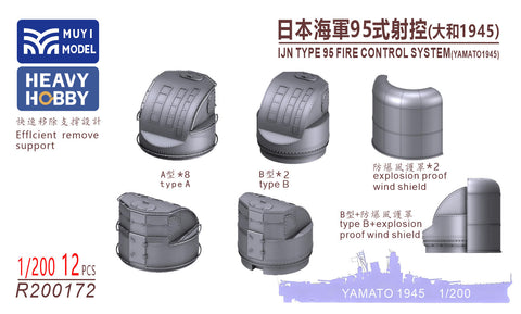 MUYIモデル R200172 1/200 日本海軍 九五式射撃指揮装置（大和 1945年仕様）モノクローム用 超精密3Dプリントキット（12個入り）