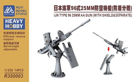 MUYIモデル R350003 1/350 日本海軍 九六式25mm機銃（防盾付き・銃身別パーツ） 超精密3Dプリントキット（14基入り）