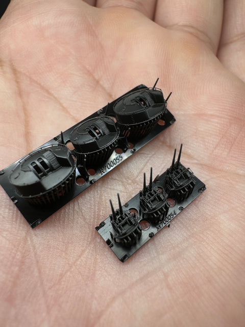 MUYIモデル R700054 1/700 ハセガワ／フジミ用 日本海軍 120mm連装高角砲（超精密3Dプリントキット・6基入り／2種）