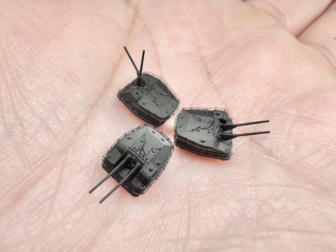 MUYIモデル R700088 1/700 日本海軍 127mm連装砲 C/D型 超精密3Dプリントキット（3基入り）