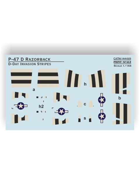 プリントスケール 144-025 1/144 P-47D レイザーバック D-Day Invasion Stripes