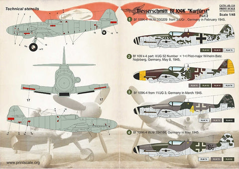 プリントスケール 48-104 1/48 Bf 109 K Part 2 コンプリートセット