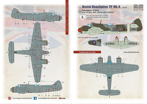 プリントスケール 48-206 1/48 ブリストル ボーファイター Mk.X Part 2
