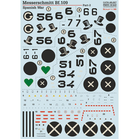 プリントスケール  48-267 1/48 メッサーシュミット Bf-109 B/D スペイン戦争 パート2