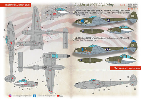 プリントスケール  48-269 1/48 P-38 ライトニング ?シャークマウス?  パート5