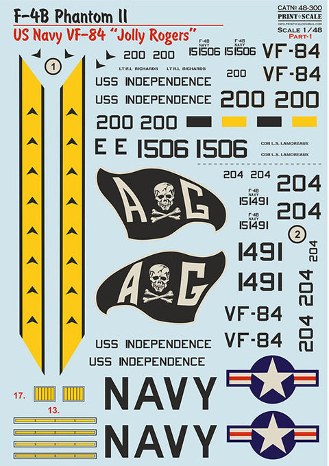 プリントスケール 1/48 48-300  F-4B ファントムII. アメリカ海軍 VF-84 " ジョリー・ロジャース "