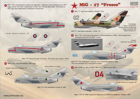 プリントスケール 72-008 1/72 Mig-17 "フレスコ"