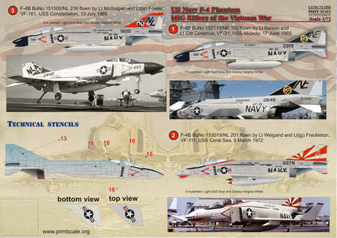 プリントスケール 72-058 1/72 アメリカ海軍 F-4 ファントムII ミグキラー Part 1
