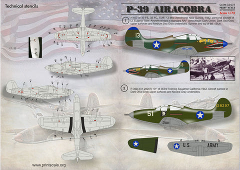 プリントスケール 72-077 1/72 P-39 エアラコブラ