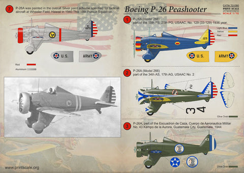 プリントスケール 72-090 1/72 ボーイング P-26 ピーシューター