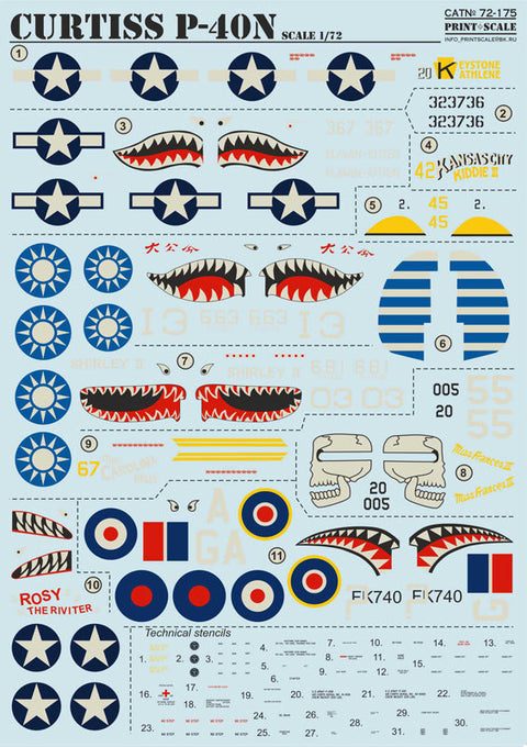 プリントスケール 72-175 1/72 カーチス P-40N