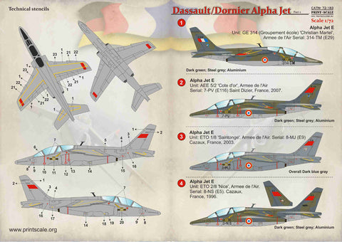 プリントスケール 72-183 1/72 ダッソー/ドルニエ アルファジェット Part 2
