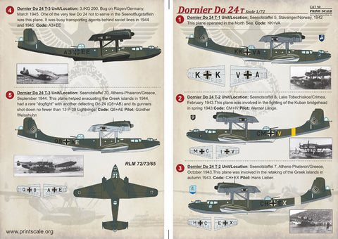 プリントスケール 72-191 1/72 ドルニエ Do-24