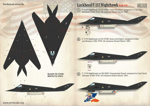 プリントスケール 72-223 1/72 ロッキード F-117 ナイトホーク