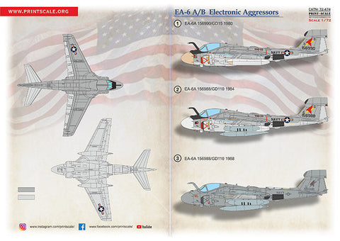 プリントスケール 72-474 1/72 グラマン EA-6A イントルーダー エレクトロニック アグレッサー