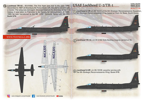 プリントスケール 72-475 1/72 ロッキード U-2/TR-1 コンプリートセット
