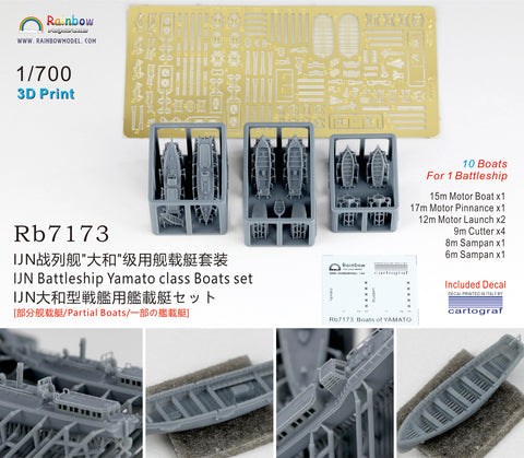 レインボーモデル Rb7173 1/700 日本海軍 大和型戦艦用 艦載艇セット [3DP+PE+Decal]
