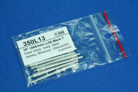 RBモデル 350L13 1/350  16インチ(406mm)/ 50口径砲 マーク7　アイオワ級：アイオワ、ニュージャージー、ミズーリ、ウィスコンシン主砲 9本入
